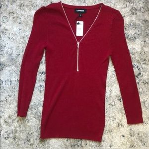 NWT EXPRESS RED ZIPPER SHIRT